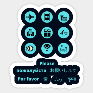 Travelling and Tourism Translator Icons Sticker